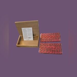 Vtg Double Six Dominos Von Pok & Chang Scorpion Wooden Box Case